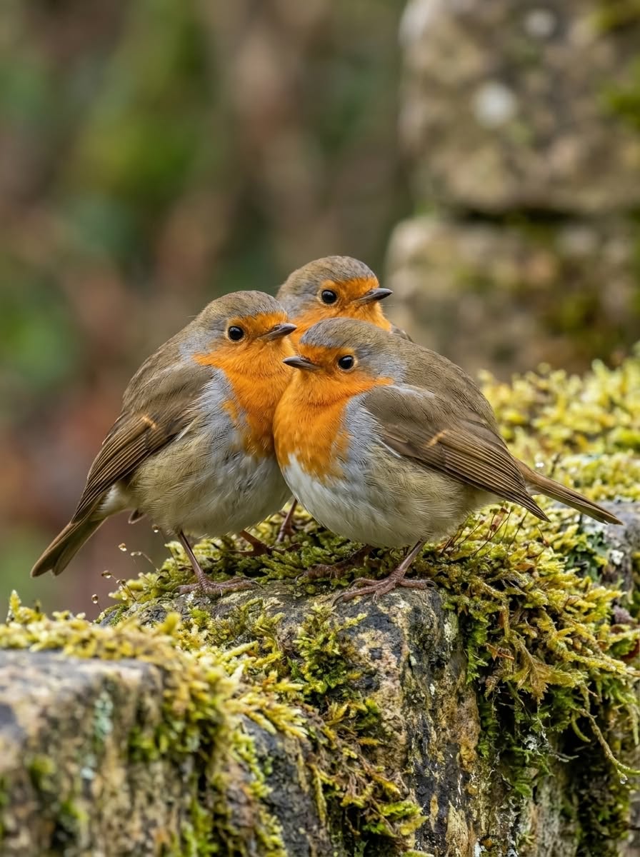 UK robin perched fence garden close-up red breast