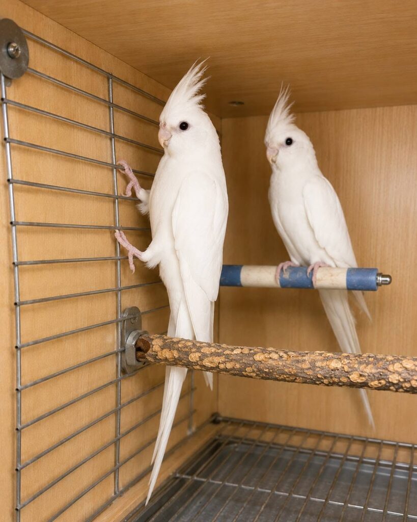 Relaxed cockatiel with its crest resting in a neutral position